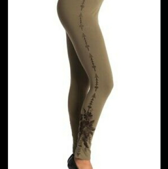 Nwt Johnny Was Darielle army green leggings XS - Picture 2 of 4